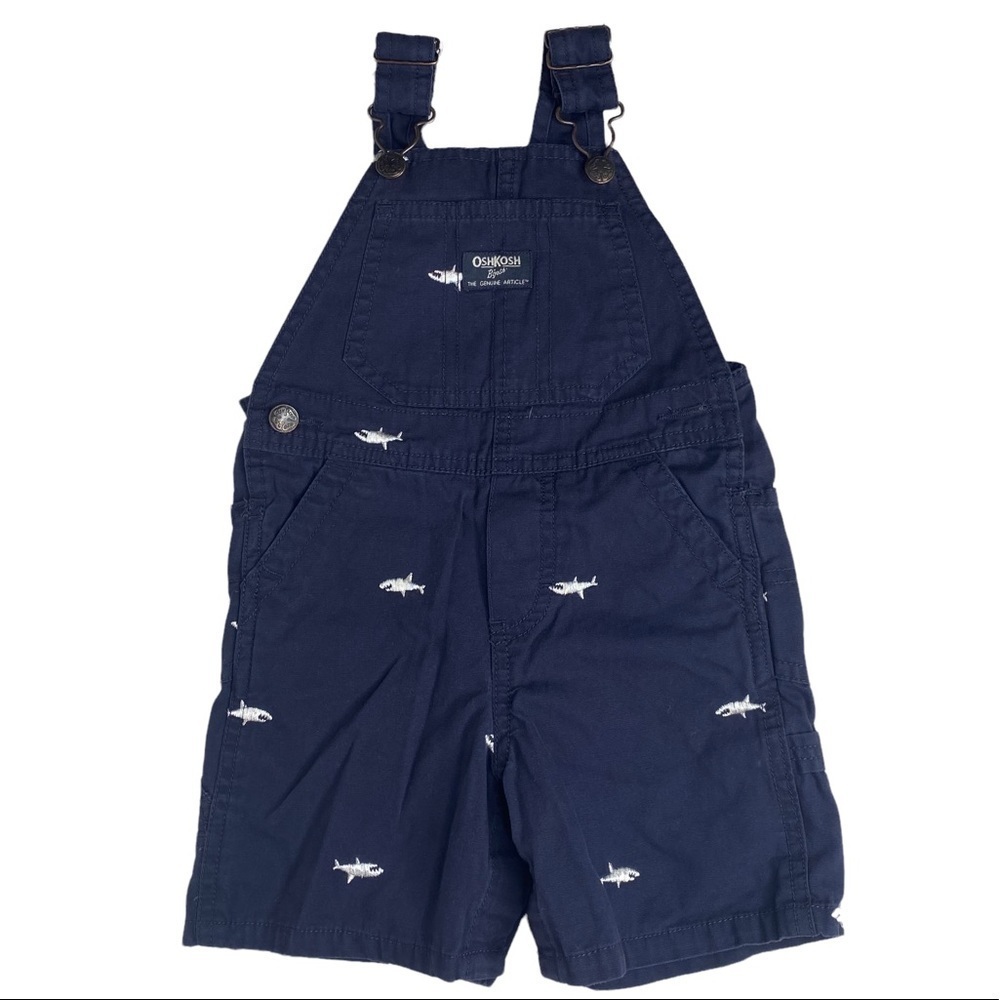 OshKosh B’gosh Navy Blue With Sharks Overalls/Shortalls. Size 18 Months